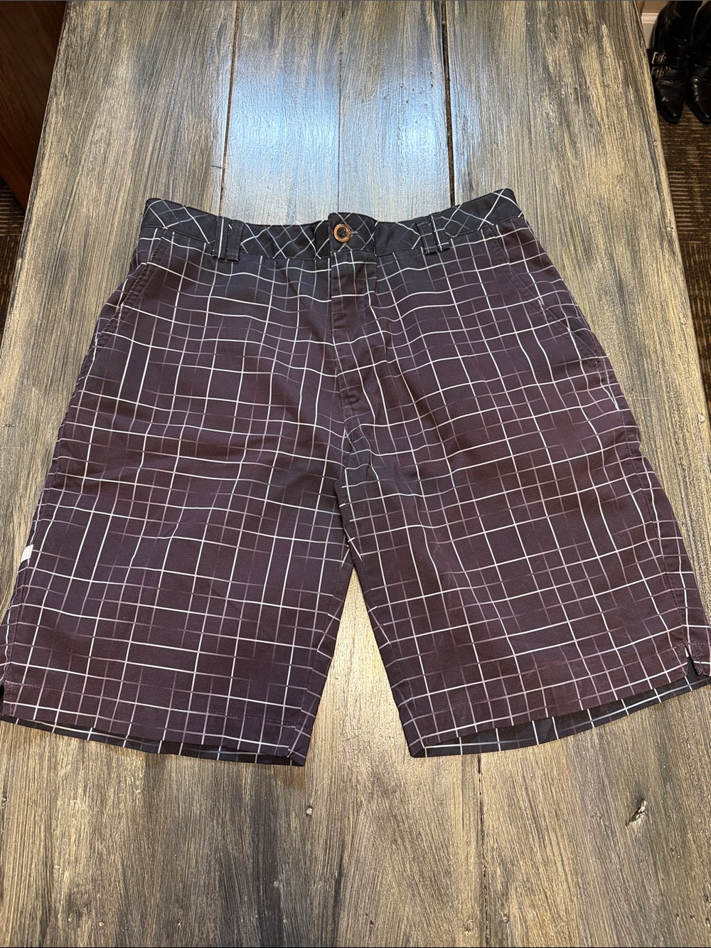 Men's Checkboard Casual Shorts in Dark Brown